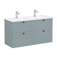 Vitra Root Classic 68942 Lavabo Dolabı, Dört Çekmeceli, 120 Cm, Mat Fiyord Yeşili, Köşeli Lavabolu